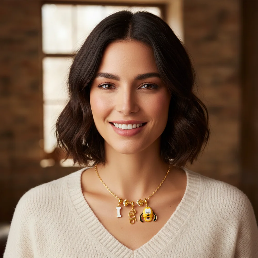 

Европейский и американский милый мультфильм Плутон животное капельное масло письмо горный хрусталь кулон ожерелье ювелирные изделия из сплава