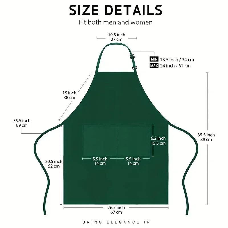 Übergroße 89cm Verstellbare Schürze mit Taschen, Küchenschürze mit Langem Lätzchen-Design, Einfarbig, Funktionales Tragbares Küchenzubehör – Detail 3
