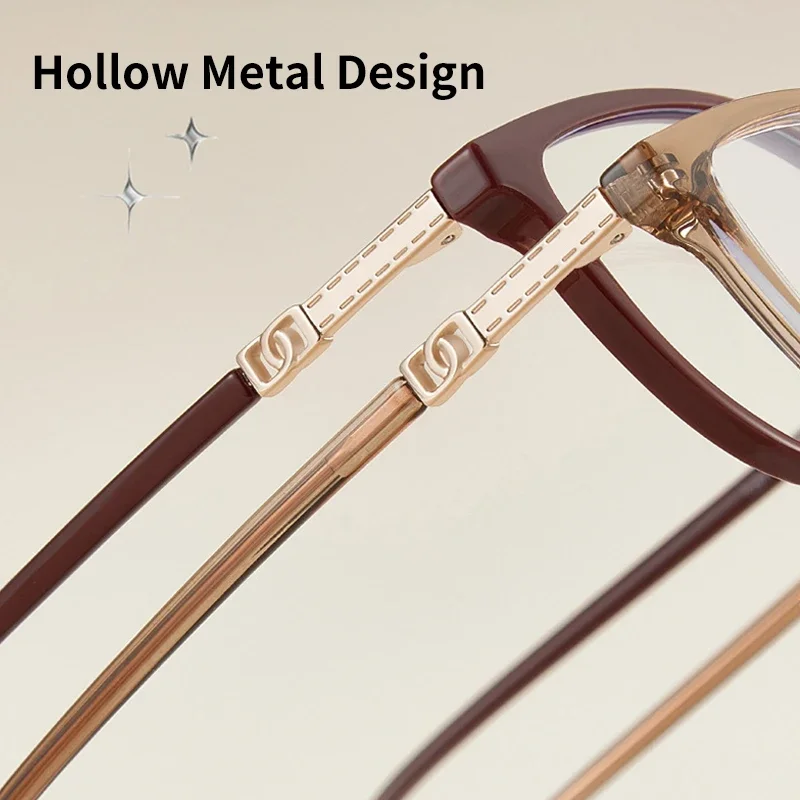 نظارات OLLYMURS النسائية الأوروبية والأمريكية المضادة للضوء الأزرق على شكل عين القط TR90 عدسات مسطحة معدنية نظارات طبية كلاسيكية TJ577