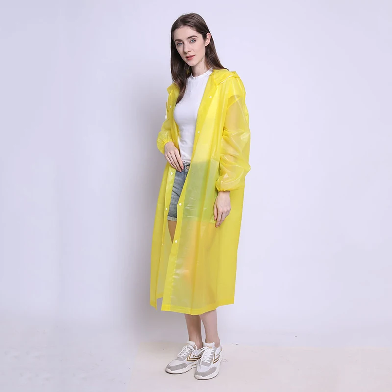 Adult Thickened Waterproof Rain Poncho Coat PEVA Women Man Raincoat Camping Clear Transparent Hoodie Rainwear Suit