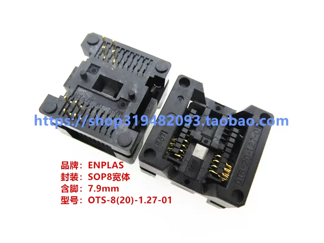 Opentop enpad uji soket OTS-8(20)-1.27-01 SOP8 SOIC8 208mil Burn-in soket IC pemrograman Socketstest bench