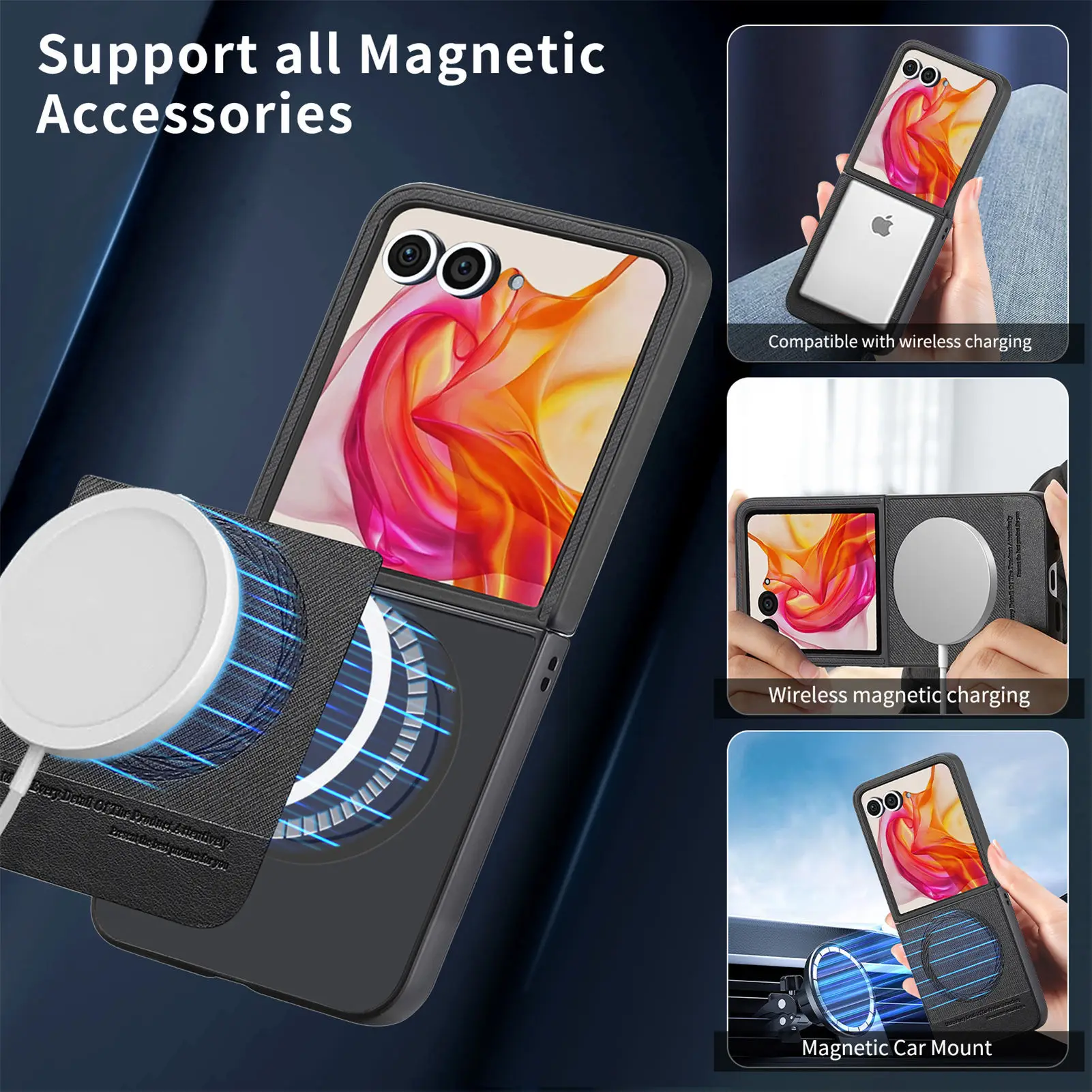 Fabric Cloth Leather Magnetic Case for Motorola Moto Razr 60 50 Ultra 40 5G 2022 Cover Shockproof Mag-safe Wireless Charge Shell