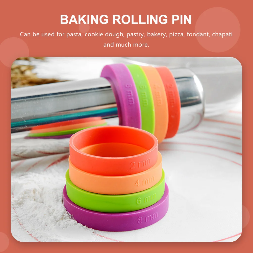 

Rolling Pin With Adjustable Thickness Rings Stainless Steel Non-Stick Baking Accessory Kitchen Dough Roller For Pastry