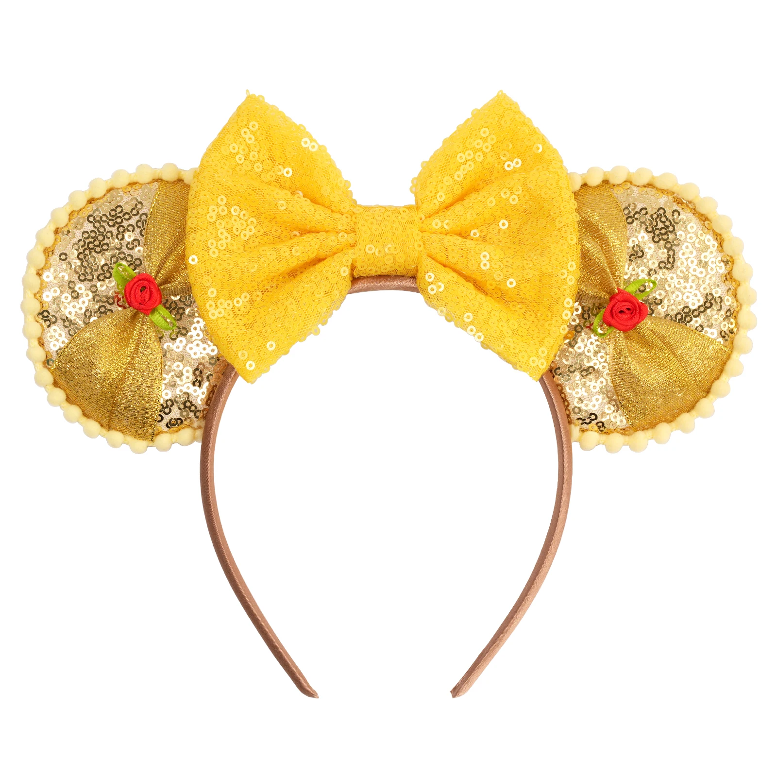 Cute Pink Daisy Duck Bow Hairbands Purple Sequins Cartoon Mouse Ear Headband for Adults Women Girls Hair Accessories Kids Gifts