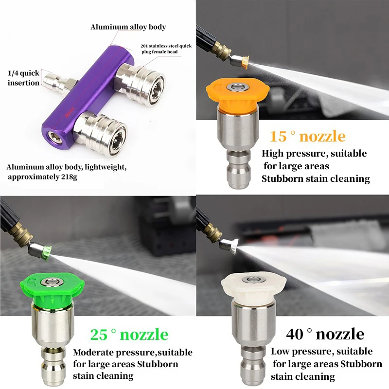 High Pressure Washer Double Nozzle Quick ConnectorsTransfer Rod Two Head Car Wash Joint Two Double Row 1/4 Quick Connector