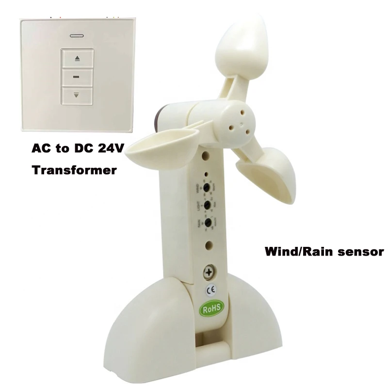 AC to DC24V Chain Opener Control Panel With wired Wind Rain Sensor Wind Detected Close window pergola automatically