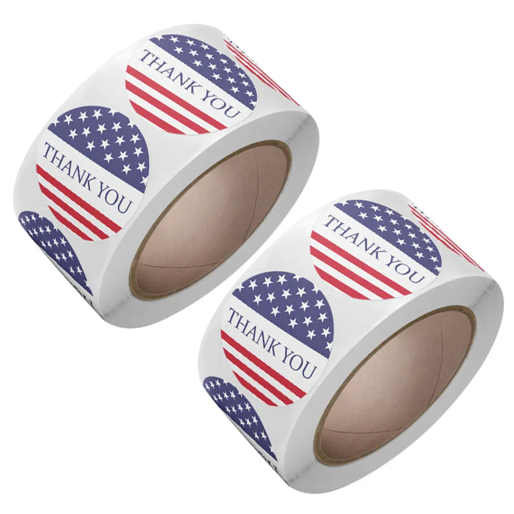 1000Pcs Patriotic Usa Flag Stickers Round Thank You Adhesive Sealing Stickers for 4Th of July Gift Boxes Patriotic Flag Decals