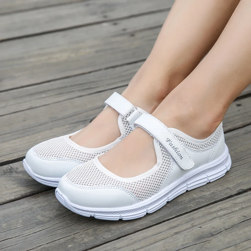 Sommerliche Damen-Freizeitschuhe, weiche und leichte Sportschuhe, Damen-Wanderschuhe, atmungsaktive Reiseschuhe mit flachem Boden S – Detail 3