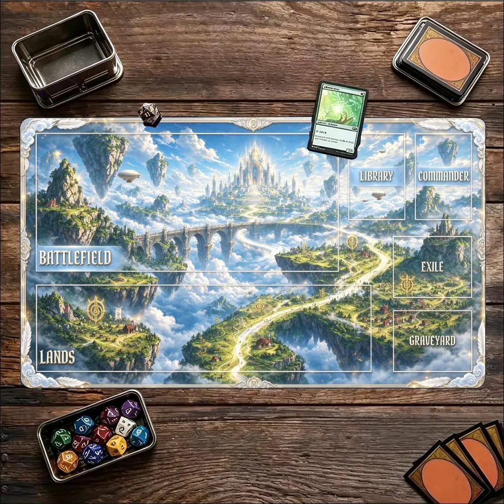 Heavenly MountainValley TCG Playmat Large Tabletop Game Mat Anti Slip Rubber Trading Card Game Mat For Card Gaming Table Surface