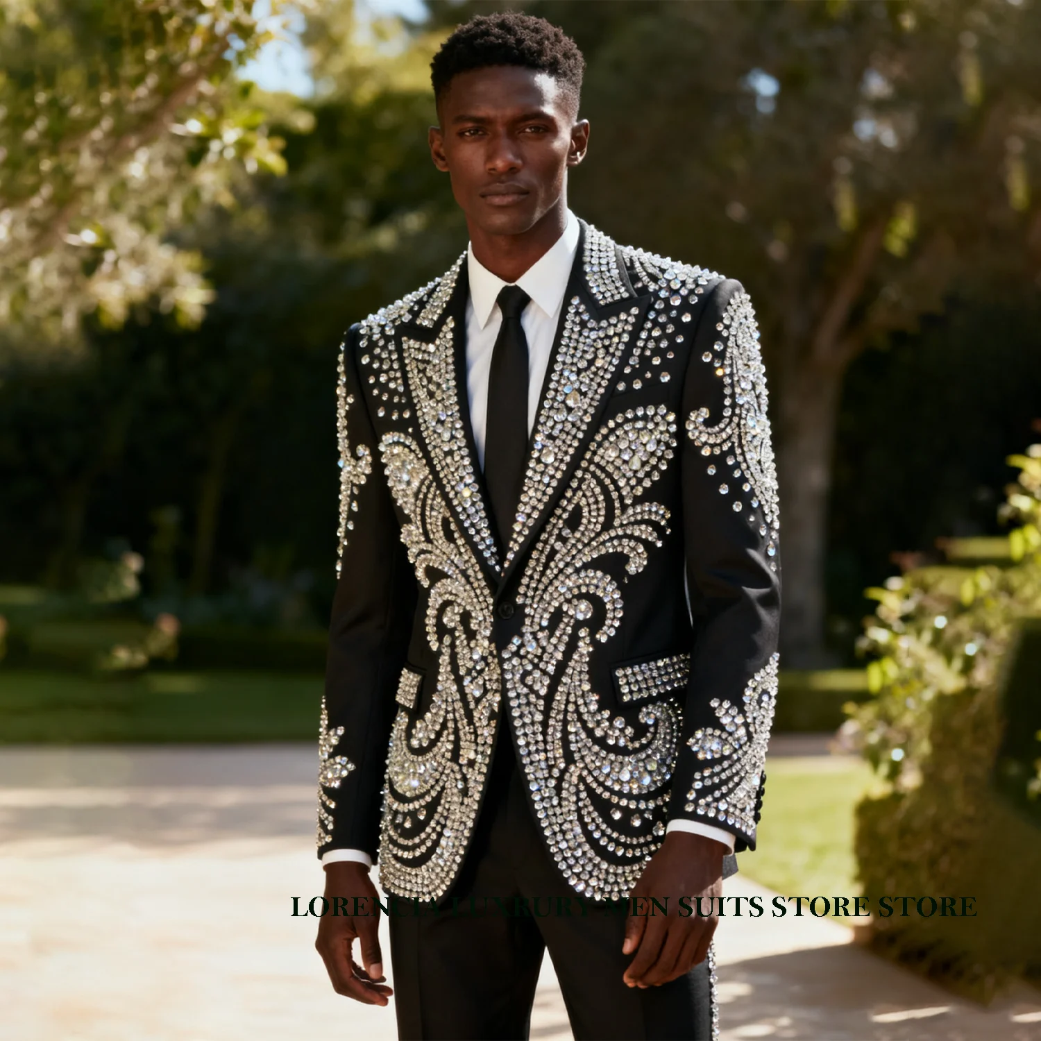 

Мужские костюмы со стразами и кристаллами, свадебные смокинги по индивидуальному заказу, роскошные облегающие формальные комплекты Ropa hombre, комплекты из 2 предметов, мужские пиджаки для жениха