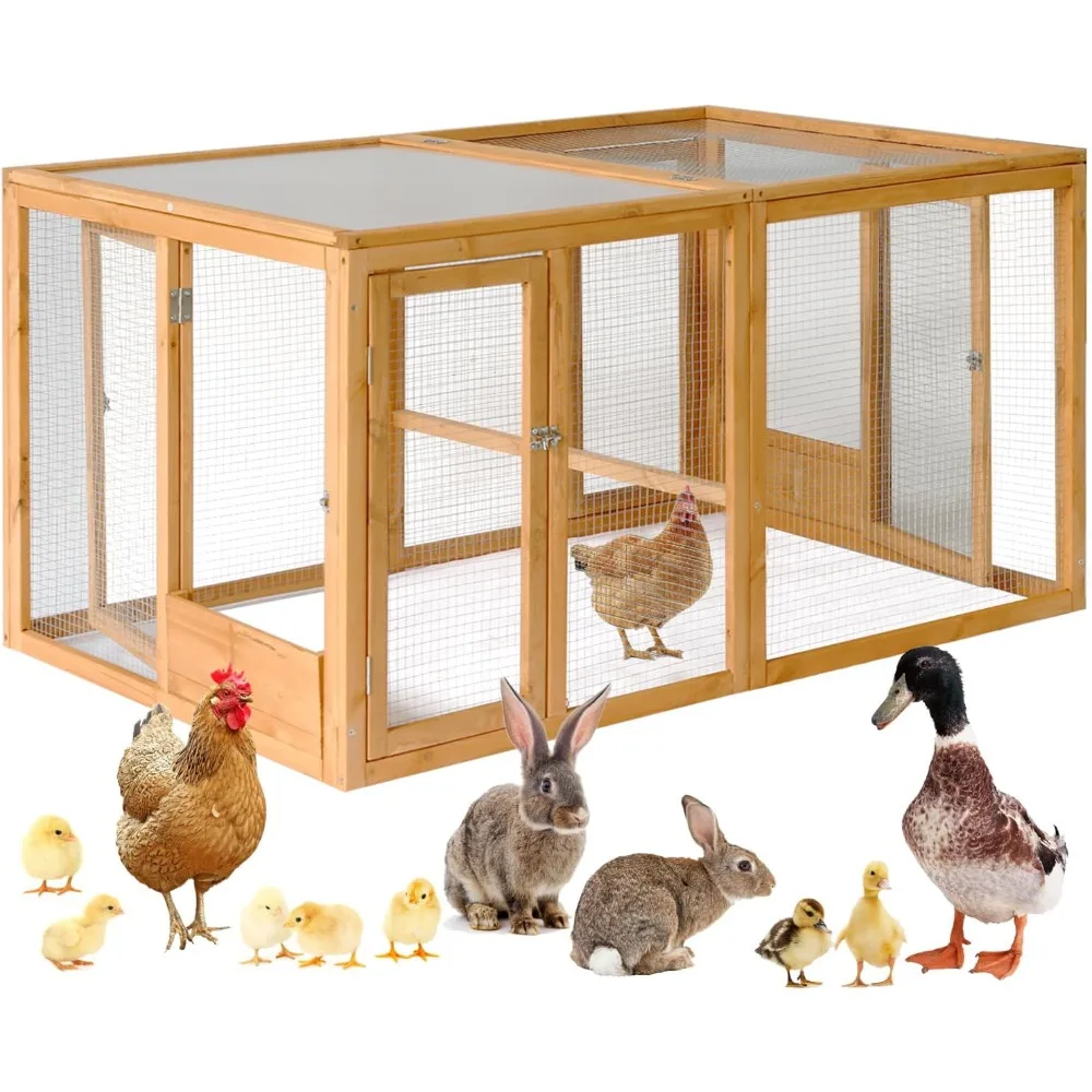 

Large Chicken Run, Waterproof Outdoor Hen House with Acrylic Top for 4-6 Chickens(Can be Used as a Separate Chicken coop), Chick
