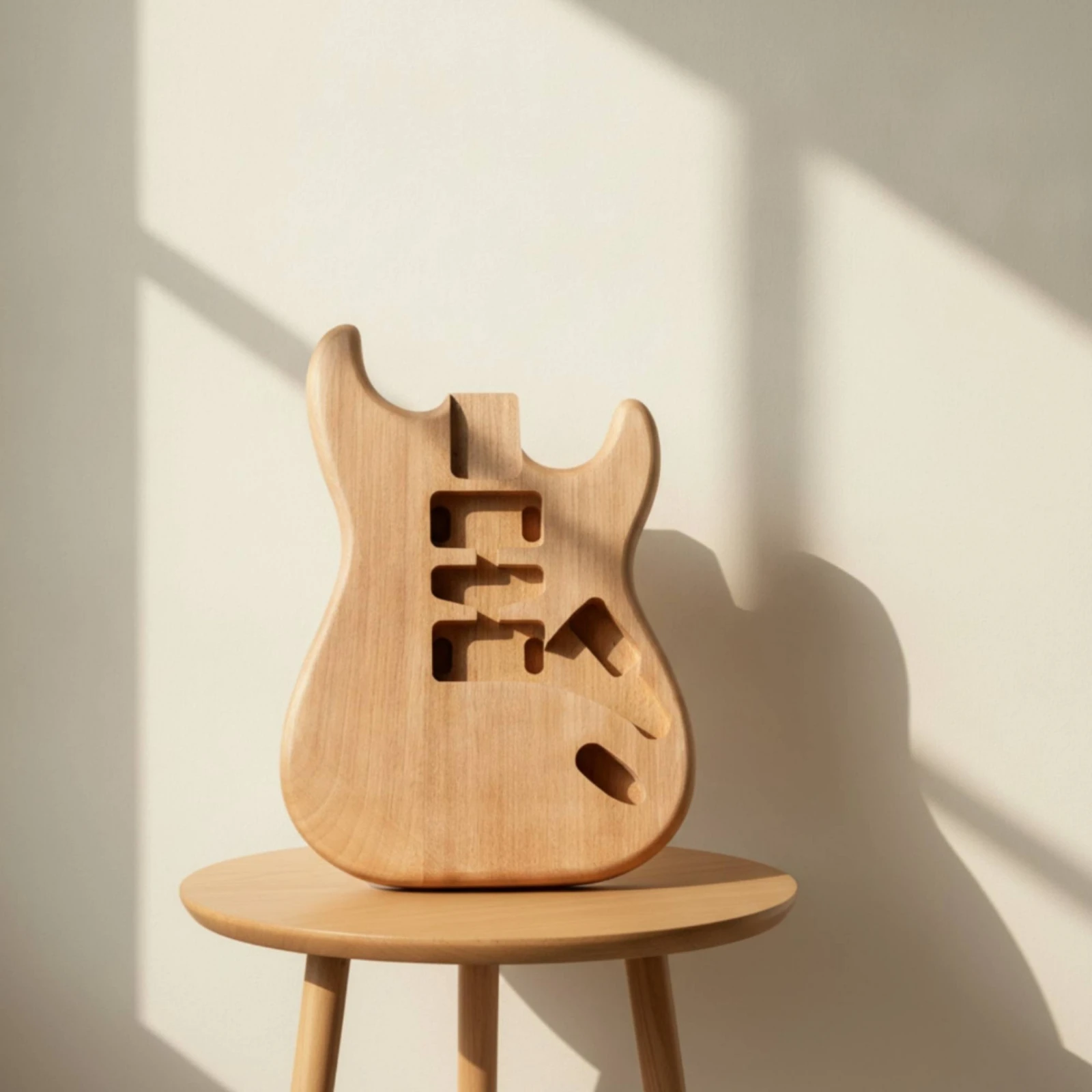 Electric Guitar Body Unfinished Guitar Body with Cutaways Instrument Part Ready-to-Finish Customizable for Luthier