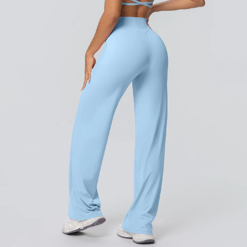 High Waist Wide Leg Yoga Pants Leggings Women Sports Fitness Bell-bottoms Female High Elastic Push Up Gym Workout Flared Pants