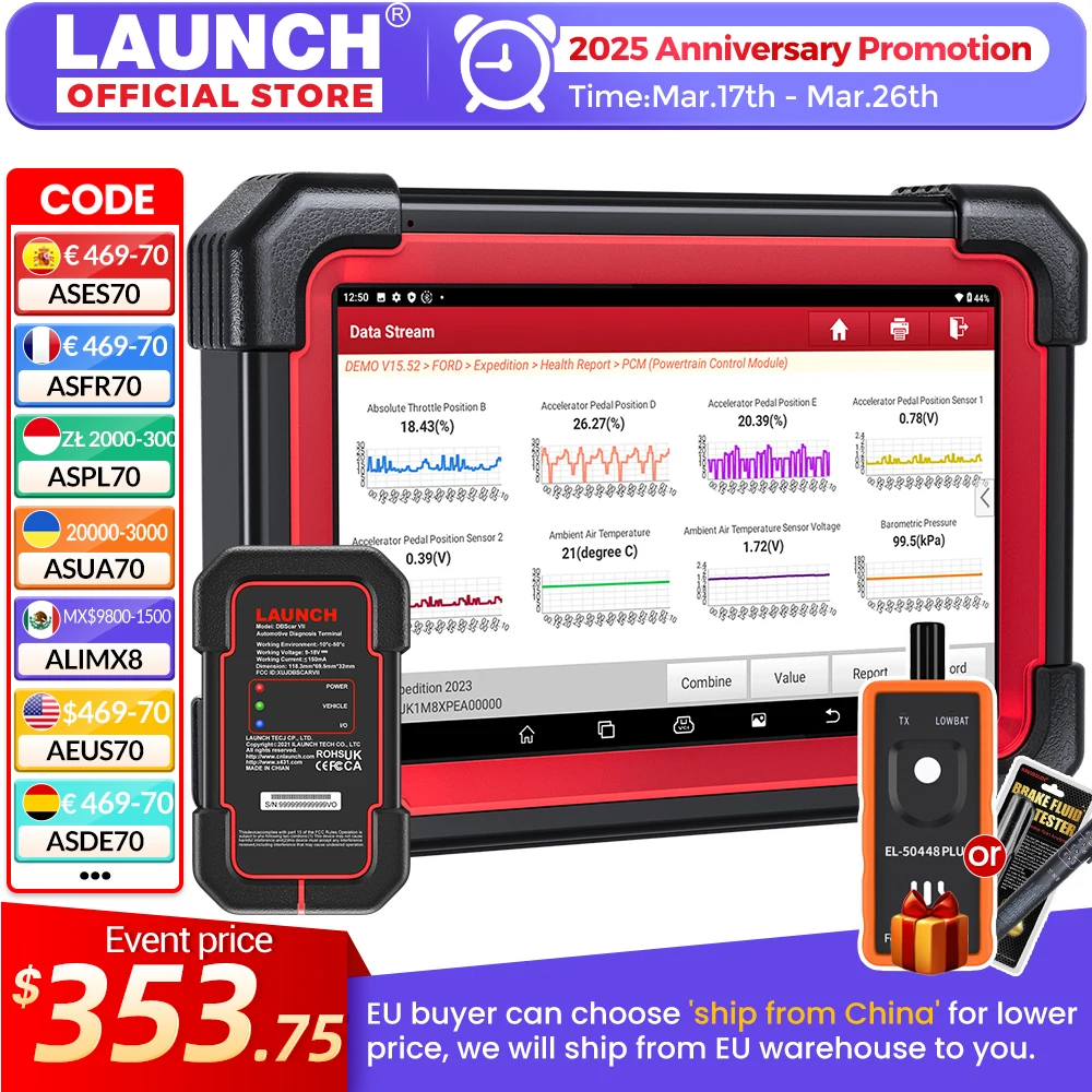 LAUNCH X431 CRP919E BT Инструменты диагностики автомобиля Auto CAN FD/DIOP OBD OBD2 Сканер Все системные Активные тесты ECU Кодирование 31 + Сброс Бесплатная Доставка