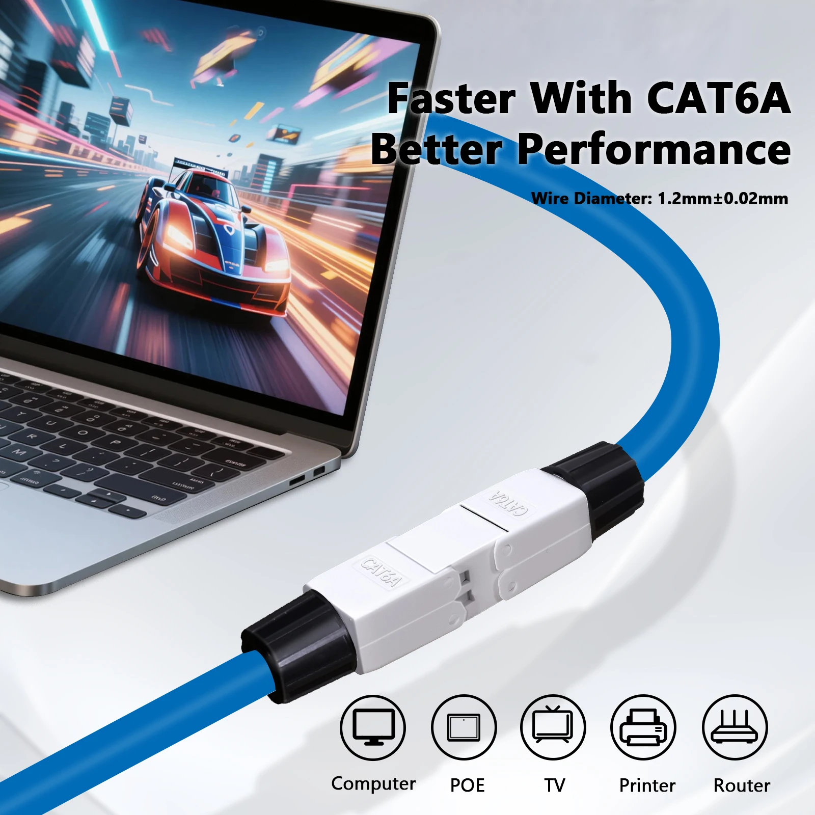 ZoeRax Werkzeugloser RJ45 CAT7 CAT6A Kabelverlängerungs-Verbindungsadapter 10 Gbit/s Ethernet-Kabelverlängerung für CAT7/CAT6A-Netzwerkkabel – Detail 1