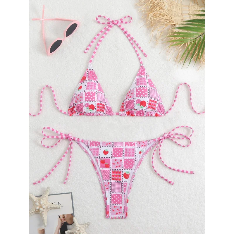 

2025New Printed Two-Piece SwimsuitbikiniTriangle Lace Sexy Bikini Set Swimsuit