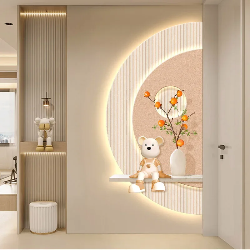 Pintura de luz LED semi-círculo de parede de fundo de corredor - luz mural de árvore fresca com ambiente sofisticado