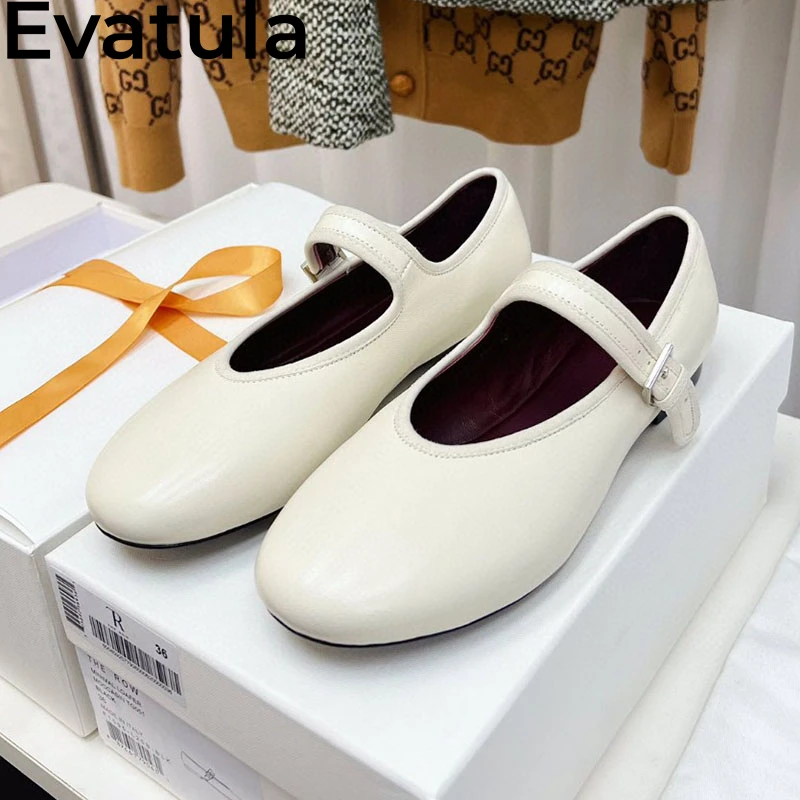 2024 Summer Round Toe Ballet Flat Shoes Women Genuine Leather Single Shoes Comfort Mary Janes Ladies Casual Loafers Shoes Mujer