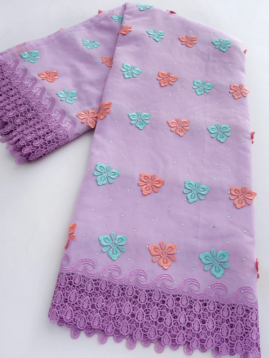 

Африканское нигерийское кружевное полотно с вышивкой 2026, швейцарский вуалевый кружевной материал с камнями для элегантных женских платьев, 5 ярдов TY4760