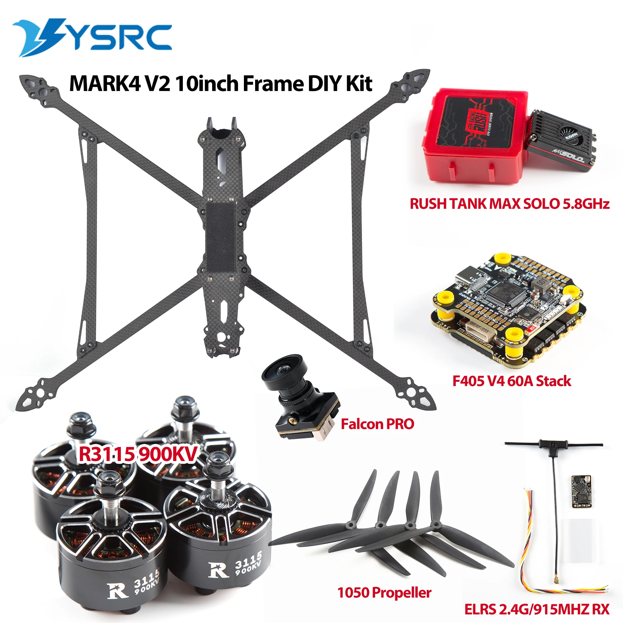 Mark4 10 بوصة 427 مللي متر FPV قاعدة العجلات إطار من ألياف الكربون لتقوم بها بنفسك عدة F405 V4 FC 60A ESC/ RUSHFPV MAX سولو 2.5 واط VTX/ 3115 900KV جزء المحرك