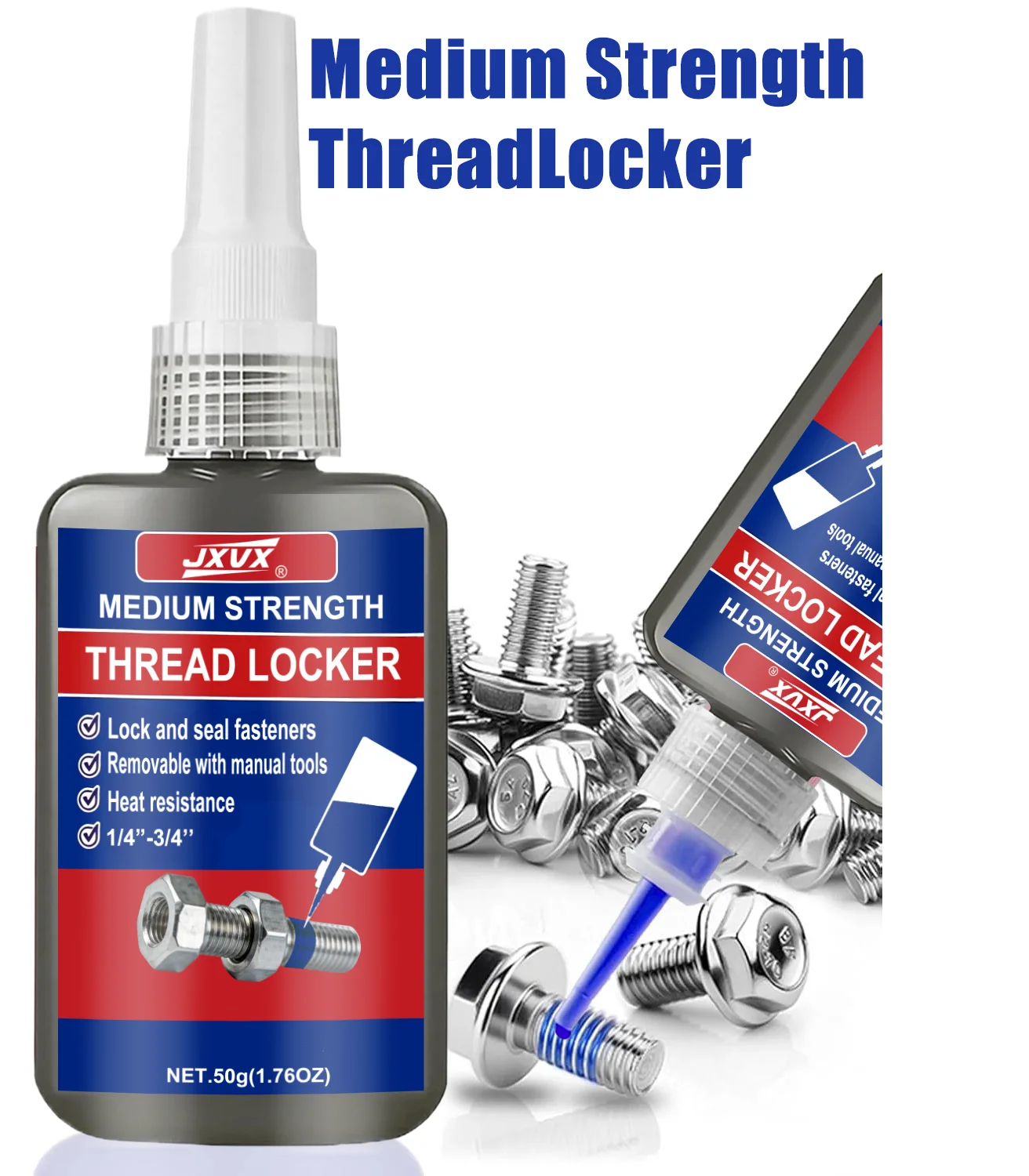 

243 Threadlocking Adhesive, Anaerobic Sealant Permanent Locking, Medium Strength To High Fast Curing, For Industrial Machinery Metal Fasteners Agent Glue Anti-Loose Rustproof 50ml.