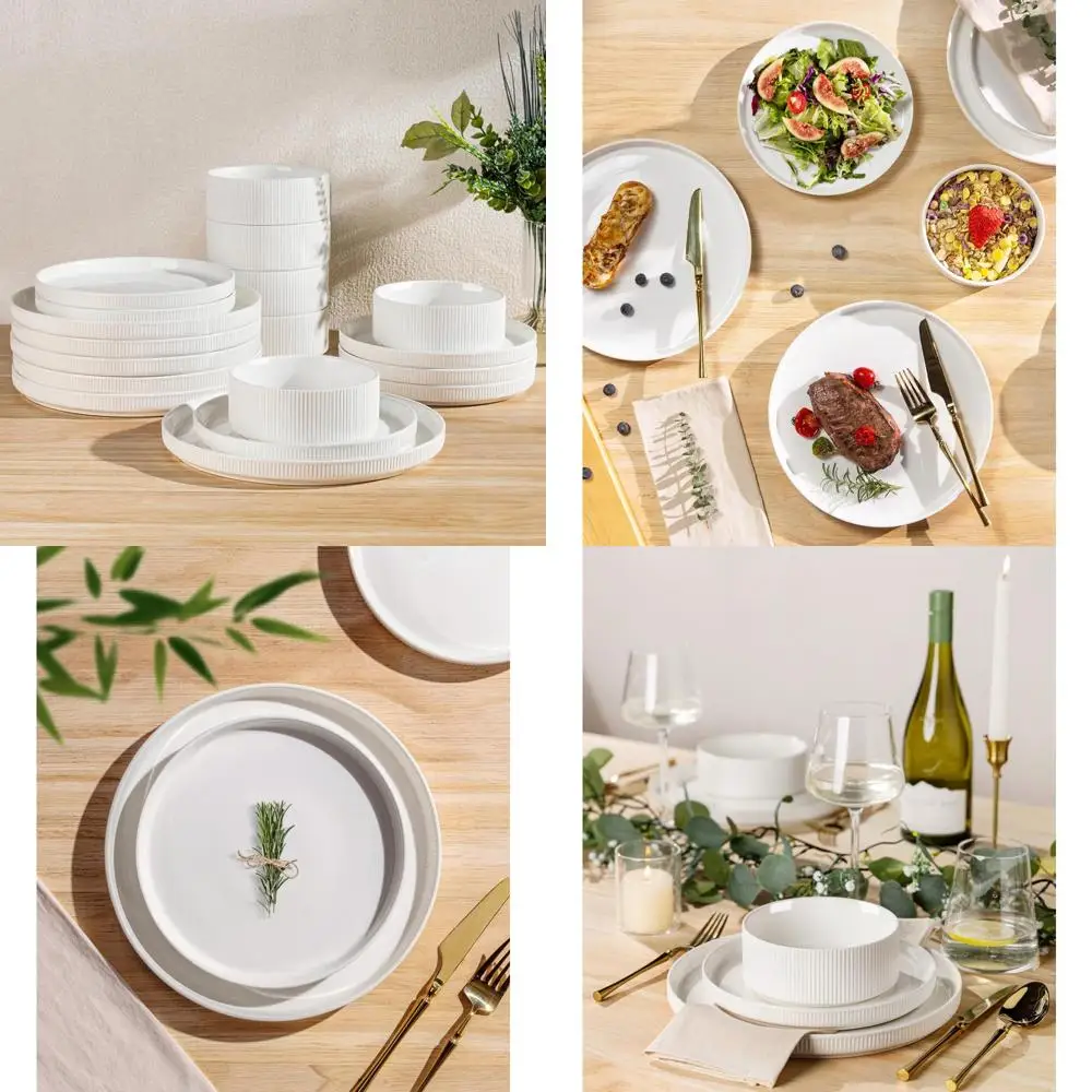 

6-Person Terra Ceramic Dinnerware Set, 18-Piece Porcelain Plate and Bowl Collection, Durable and Lightweight, Oven-Safe