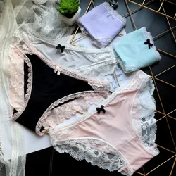 European and American Ice Silk Seamless Lace Sexy Underwear Women's Large Size Low-waist Girls Lolita Briefs Japanese Harajuku