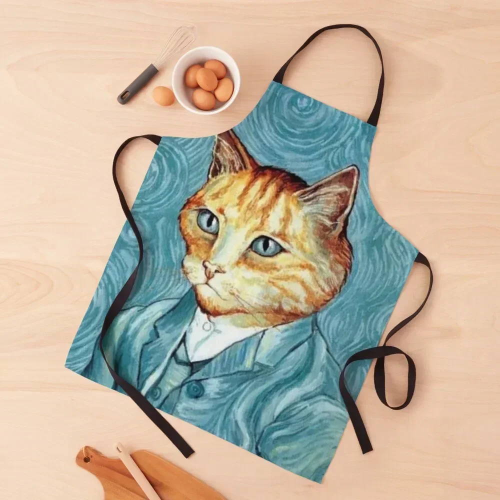 

Vincent Van Cat Self-Portrait Apron Men kitchen Kitchen Supplies Waterproof women Apron