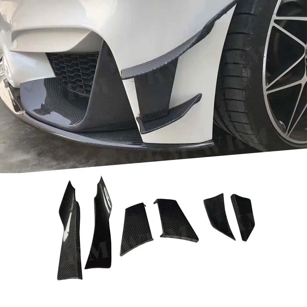 

Carbon Fiber Front Bumper Side Candards Fins Splitters Spoiler for BMW F80 M3 F82 F83 M4 2014 - 2017 6PCS/Set Car Styling