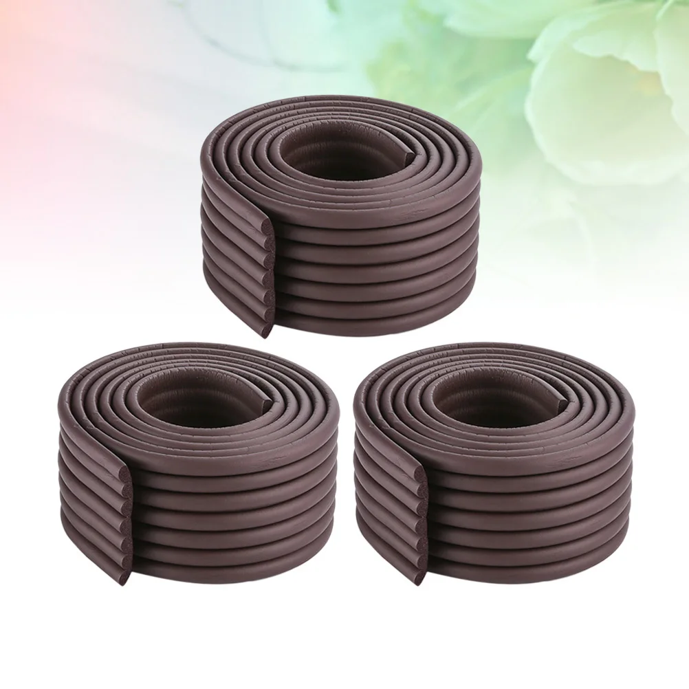 

3Pcs W-Shaped Thicken Corner Protector Guard Cushion Anti-Collision Bumper Strip Brown Extra Thick Bumper Versatile Wood Glass