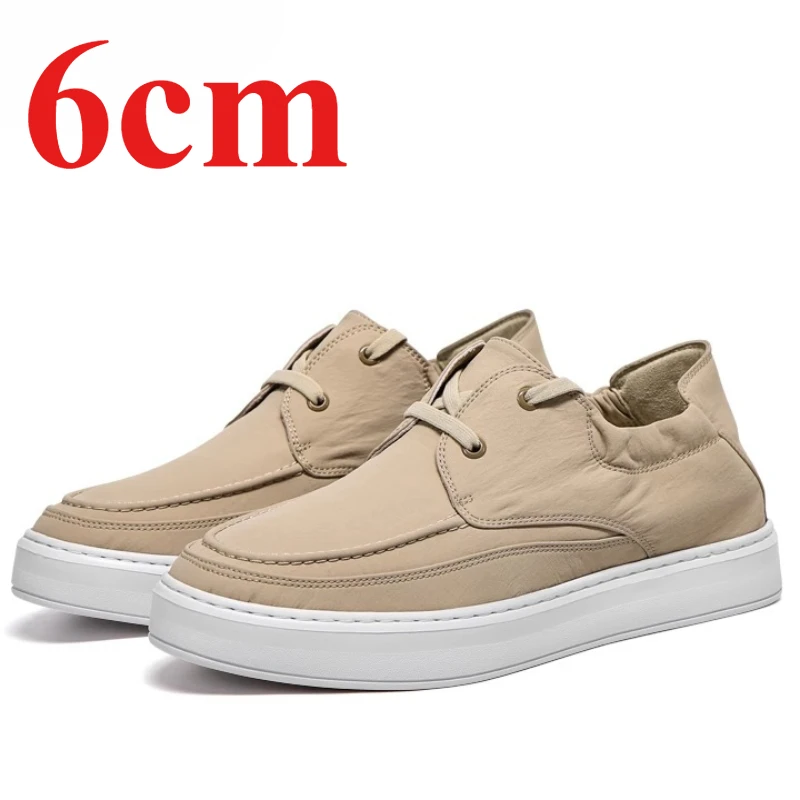 

High Quality Canvas Shoes for Men's 6cm Height Increasing Fashiona Casual Sports Board Shoes Breathable Invisible Elevated Shoes