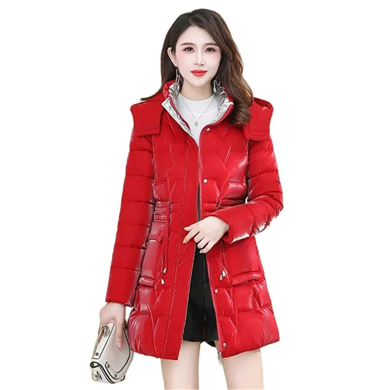 6XL Down Cotton Coat Women 2023 Korean Cotton Coat For Women Winter Thick Warm Long Thick Colorful Outwear Hooded Coat Lace-Up