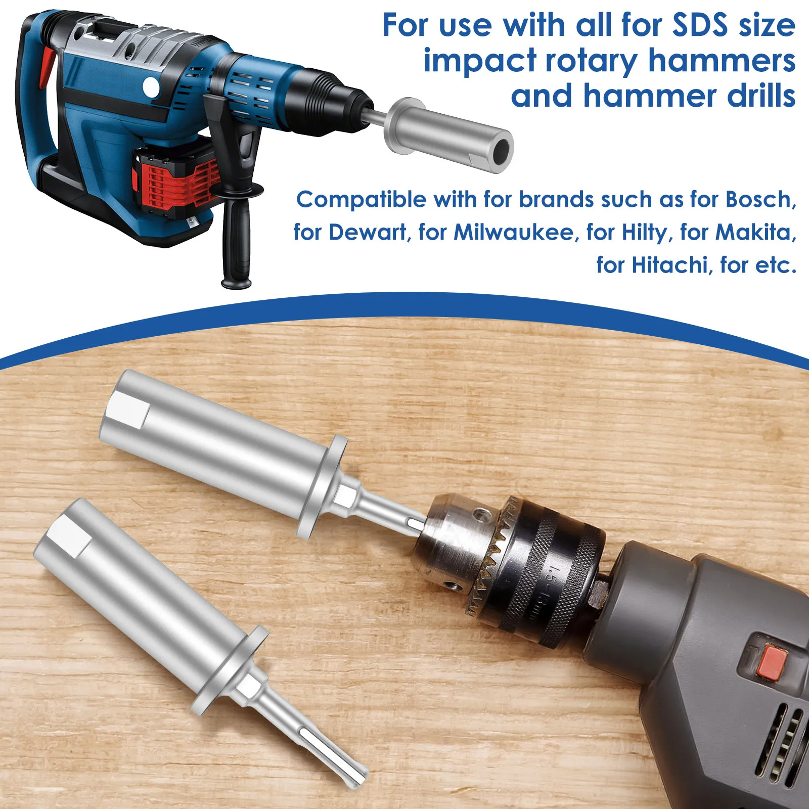 SDS Plus Ground Rod Driver Durable Hardened Steel SDS Plus Drill Earth Stake  Grounding Rod for All SDS Plus Rotary Hammer Drill