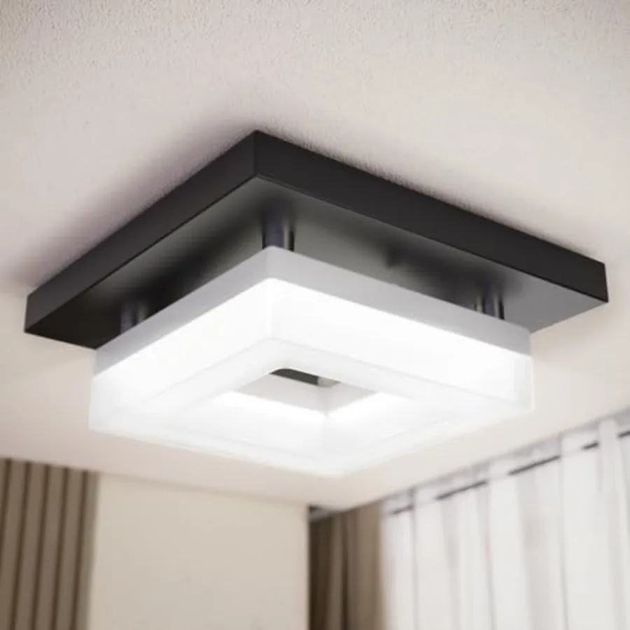 Sunco 8 Inch Square LED Ceiling Light Fixture Flush Mount, Black, High Brightness 1800LM, Selectable CCT 3000K/4000K/4500K/5000