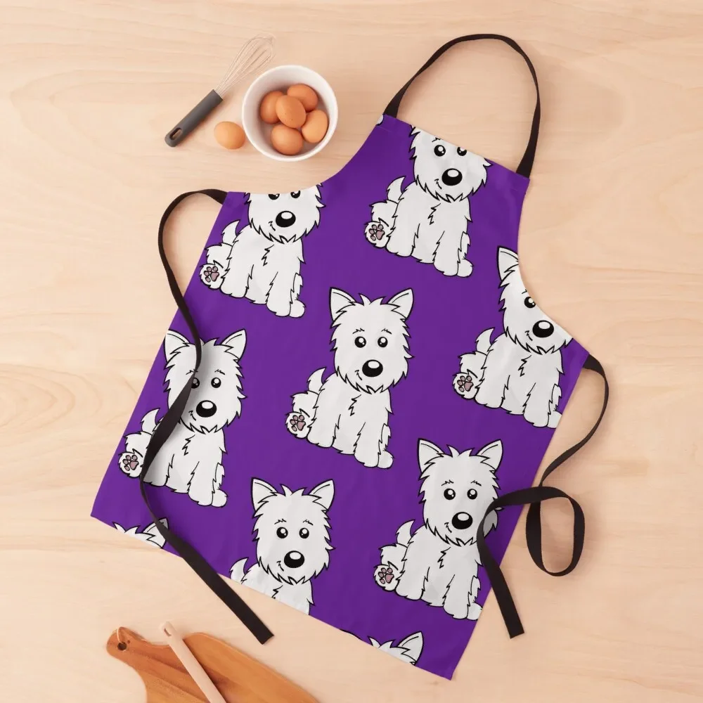 

Cute Cartoon Westie Apron Kitchens Woman japanese woman with personal logo Kitchen Things For Home Apron