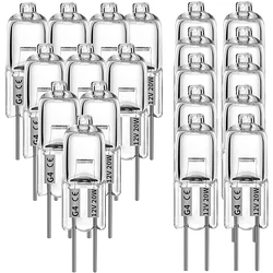 20 Pcs G4 Halogen Bulbs,20W 12V Halogen Light Bulbs 2 Pin Clear Lamp Bulb,For Cooker Lighting,Signal Lights,Track