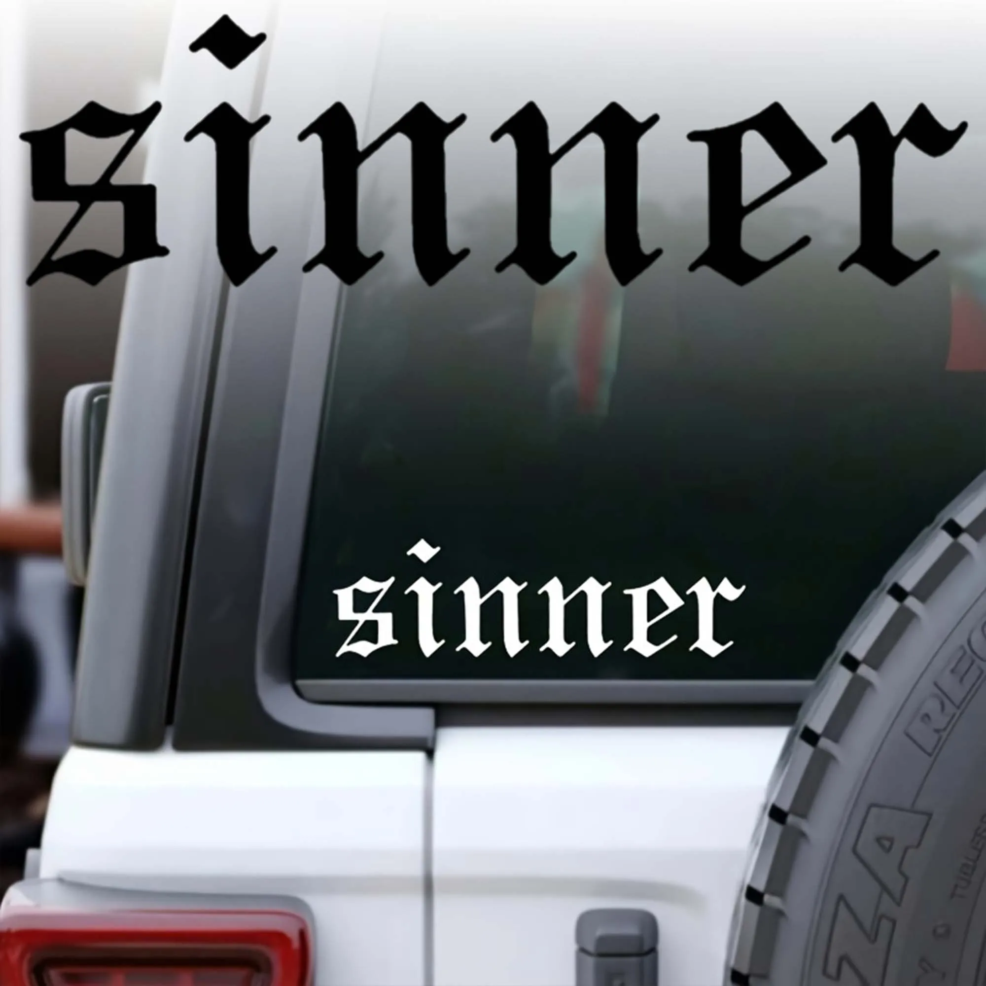

1PC Sinner Car Sticker Gothic Sinner Motorcycle Stickers Waterproof for Helmet Fuel Tank Self-adhesive Car Window Vinyl Decals