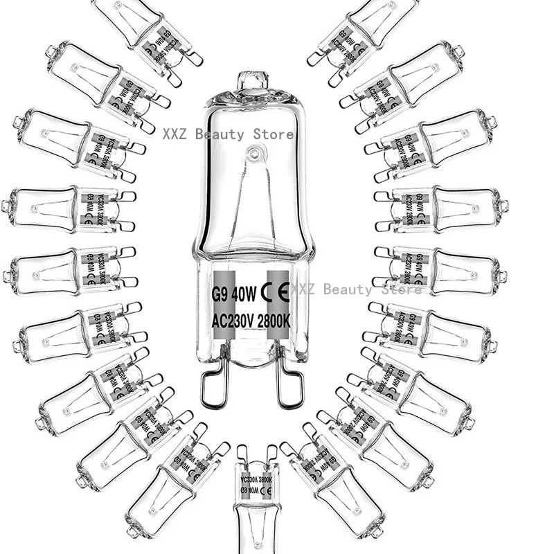 5/10/20/50/100PCS G9 230V 18W 25W 33W 40W 60W  Warm White Halogen Bulb Light Lamp 3000-3500K Capsule Clear Bulbs ﻿