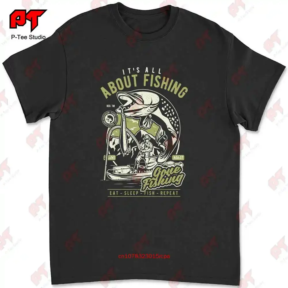 Футболка Black Gone Fishing Addict Gilden Bass Trout Fly Pike 3K4O