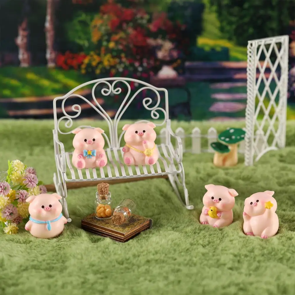 Pig Statue with Raincoat Ornament Small Pink Piglet Figurine with Raincoat Yellow Duck Micro Landscape Ornament for Home