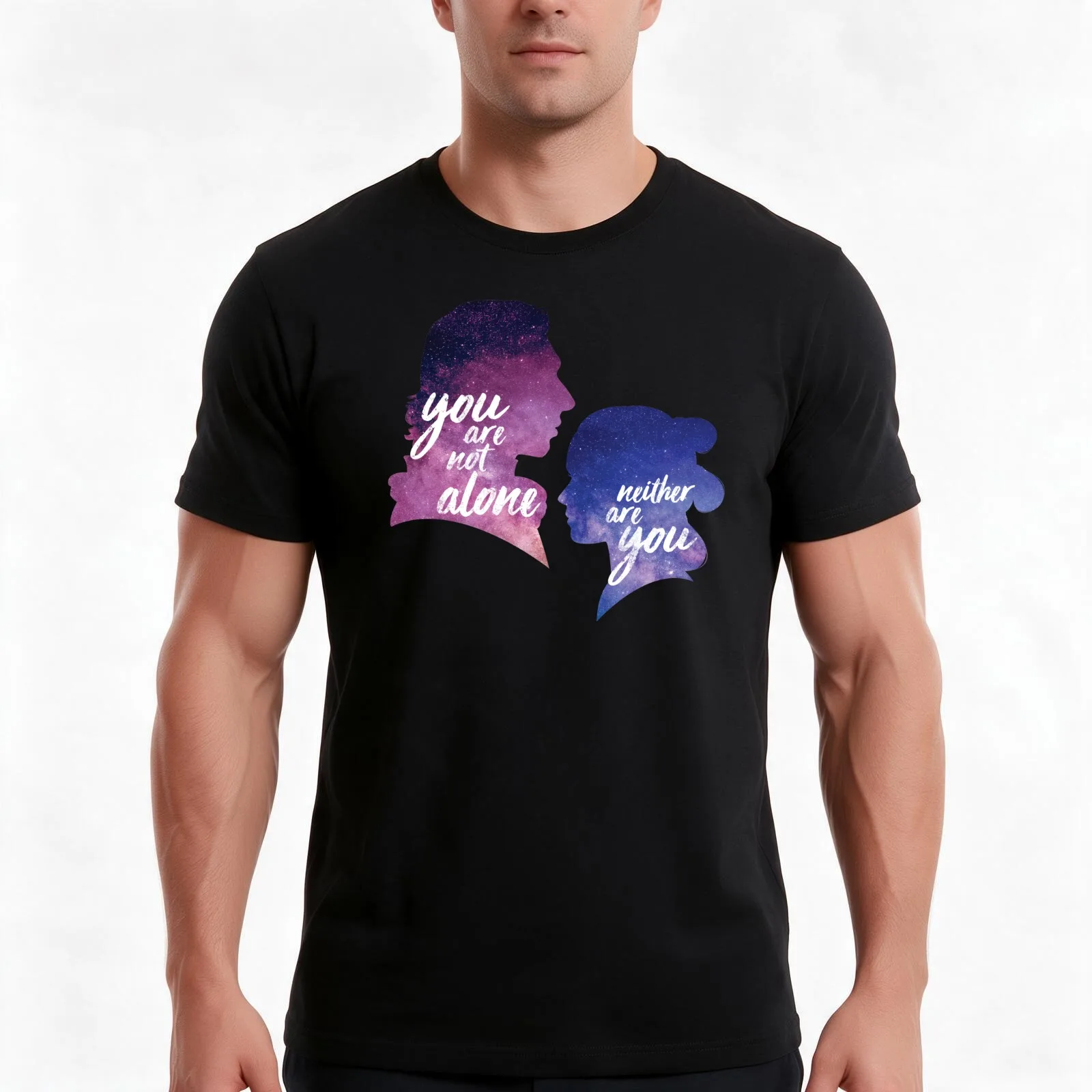 Reylo - You are not alone | Neither are you T-Shirt, Summer Casual Cotton Tee, Oversized Streetwear Tops, Vintage Graphic Print