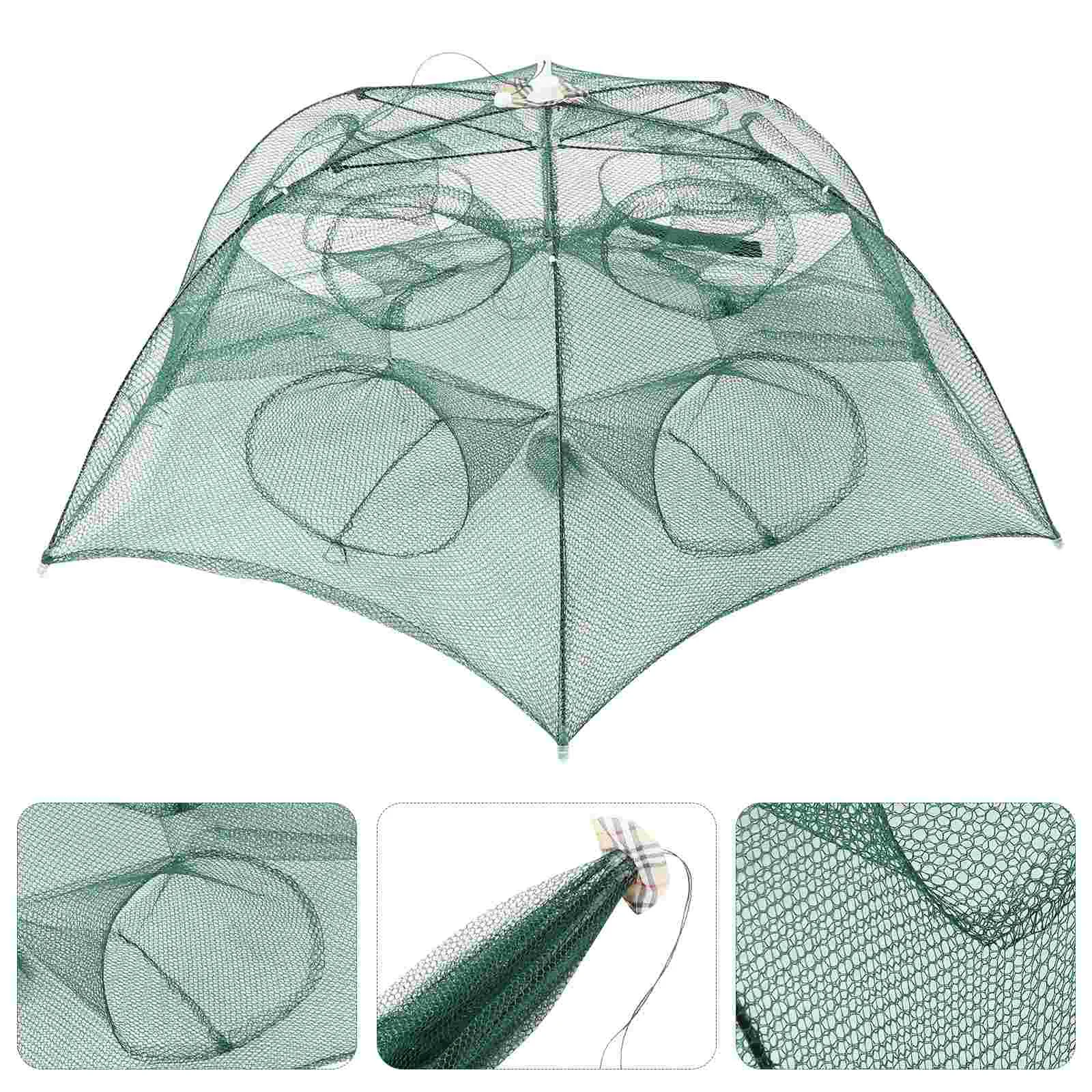 Foldable Crab Net Trap Cast Dip Cage Fishing Net for Fish Minnow Crawfish Shrimp Umbrella Design (Twelve Entrance)