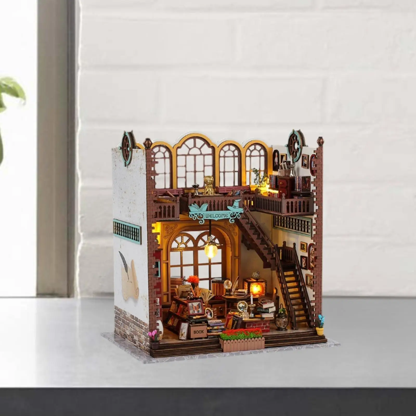 

Wooden Miniature Dollhouse Kits Handmade with LED Light Desktop Decor 3D Wooden Puzzle for Children Gift Teens Girls Boys Kids