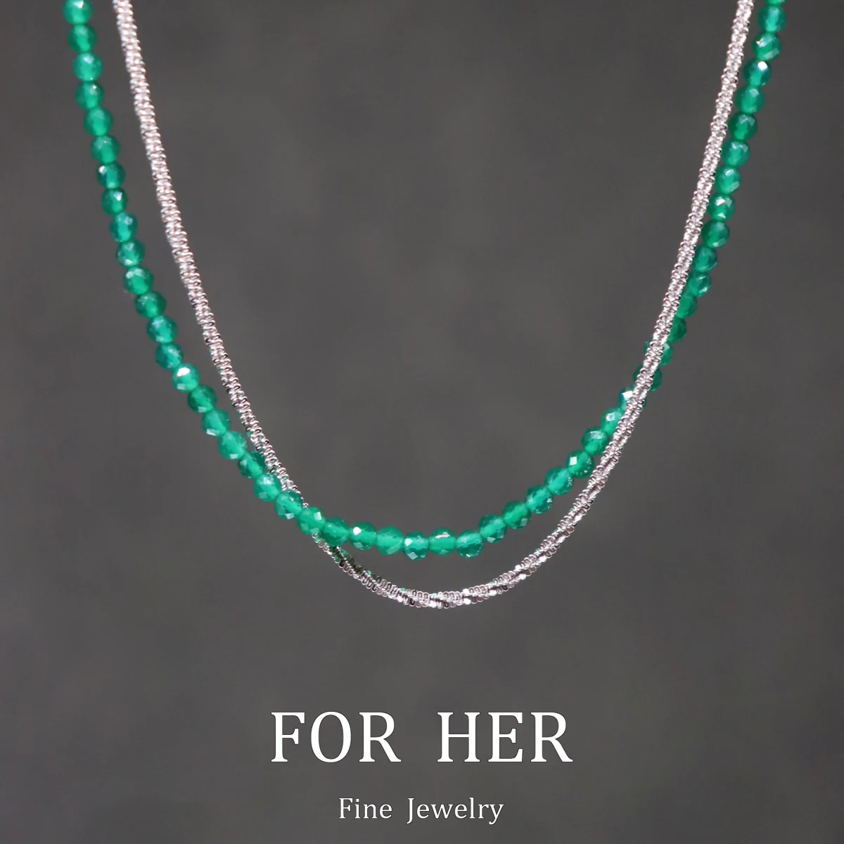 

ForHer Luxury 925 Sterling Silver Green Crystal Choker with 3mm Ball Bead for Men Women s925 Necklace Jewelry