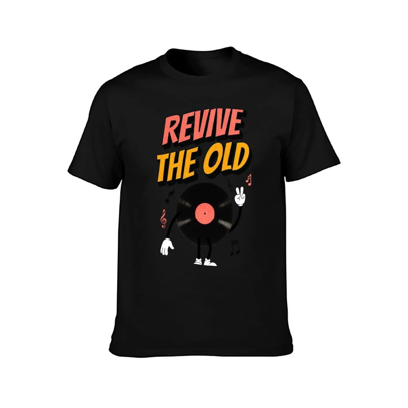 REVIVE THE OLD Vinyl Nostalgic Retro Typography T-Shirt, Summer Casual Cotton Tee, Oversized Streetwear Tops, Unisex Men Women