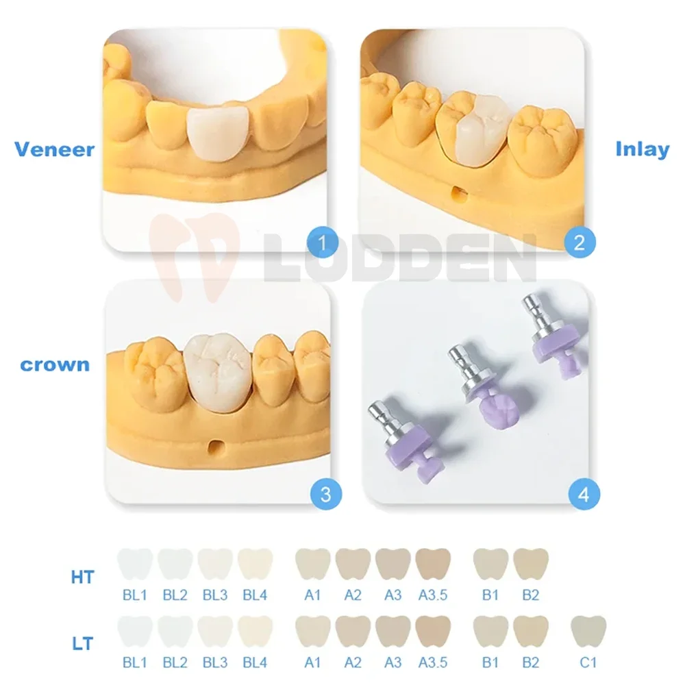 Lodden blocos de dissilicato de lítio c14 cubos cerâmicos de vidro lt/mt/mo/ht material de laboratório dentário para sistema de fresagem cad cam sirona cerec