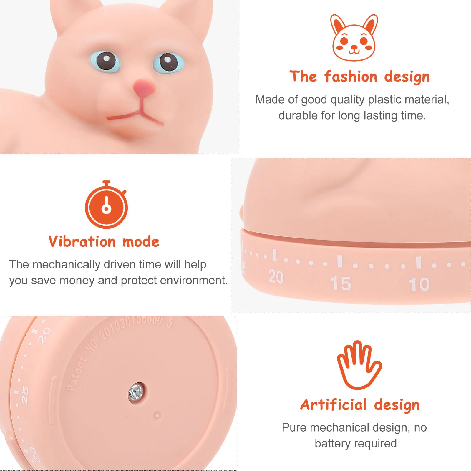 

1pc Cartoon Cat Kitchen Mechanical Countdown For Cooking Baking Household Time Reminder Student Manager Wind Up Timer