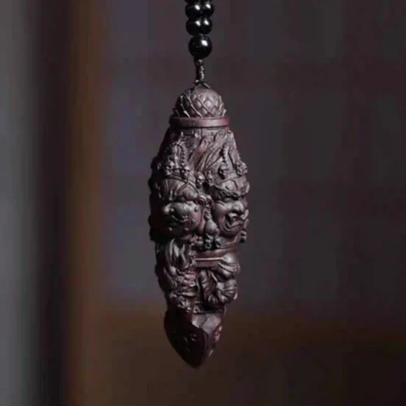 Hand-Carved Premium Agarwood Mahakala Vajra Phurba - 3.5