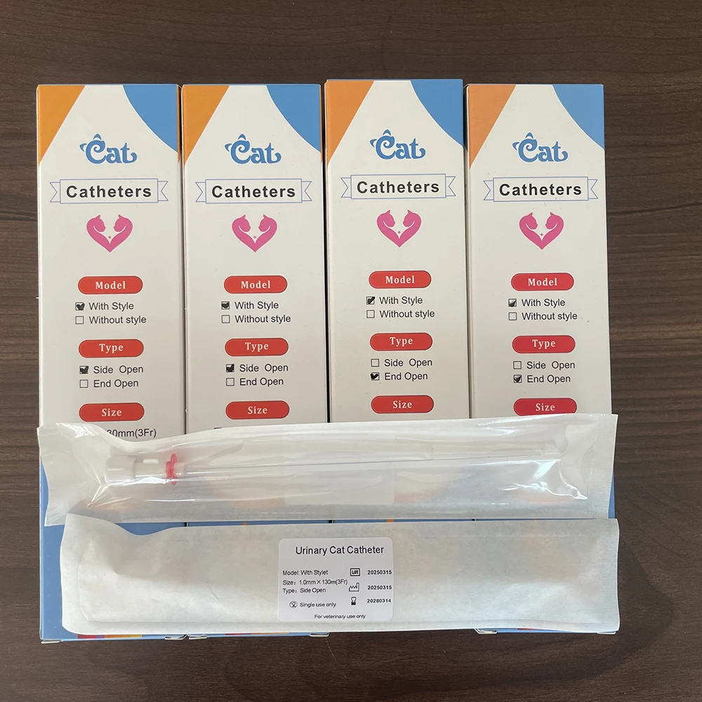 10Pcs Cat Urinary Care Kit with Stylet 3Fr End Hole 4Fr Side Holes Veterinary Catheter Set for Pet's Health And Wellness