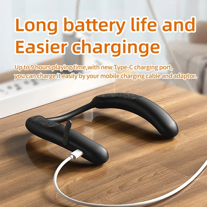 Rockmia EBS-910 New Wearable Wireless Neckband Speaker Bluetooth 5.3 AAC Code True Wireless Stereo Music Box TF Card Slot Type C